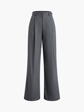 Pinstripe Pleated Straight Leg Pants